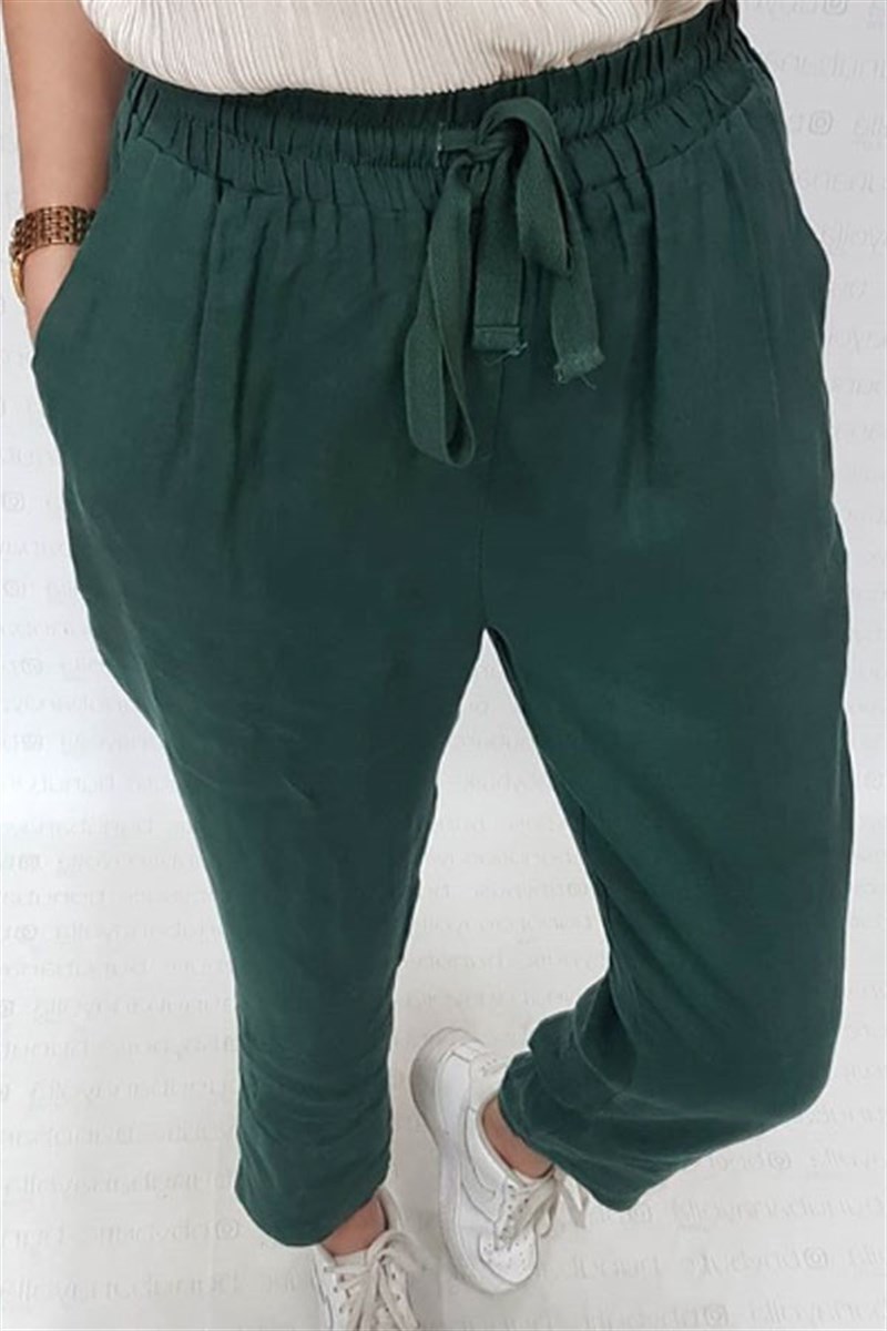 Beli Lastikli Keten Havuç Pantalon