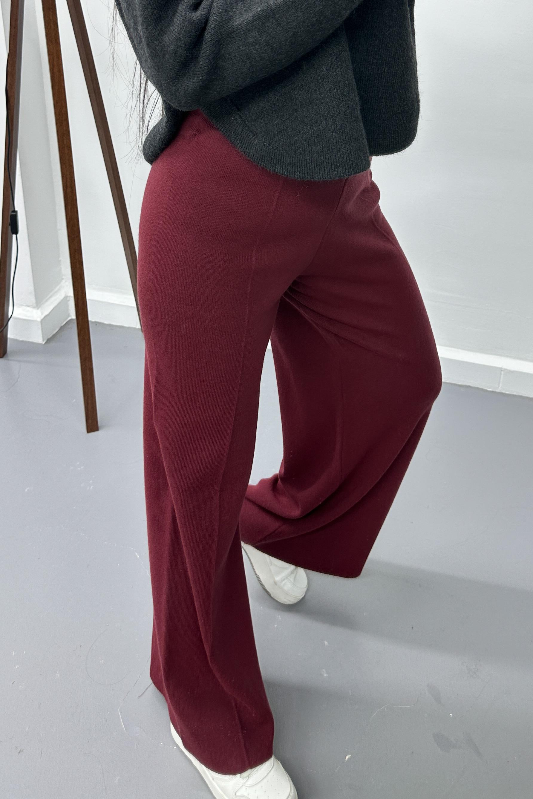 Beli Lastikli Triko Bordo PantolonPANTOLON