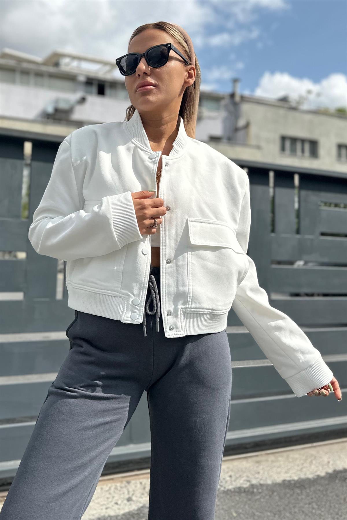 Beyaz Bomber CeketMONT/CEKET