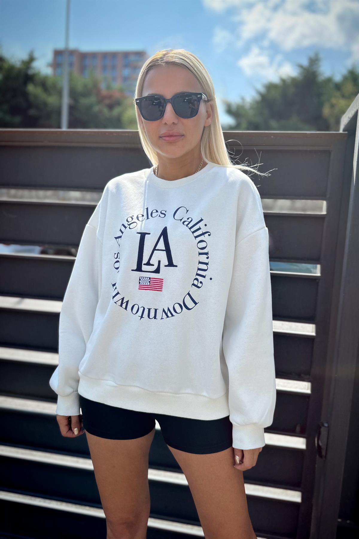 Beyaz LA SweatshirtSWEATSHİRT