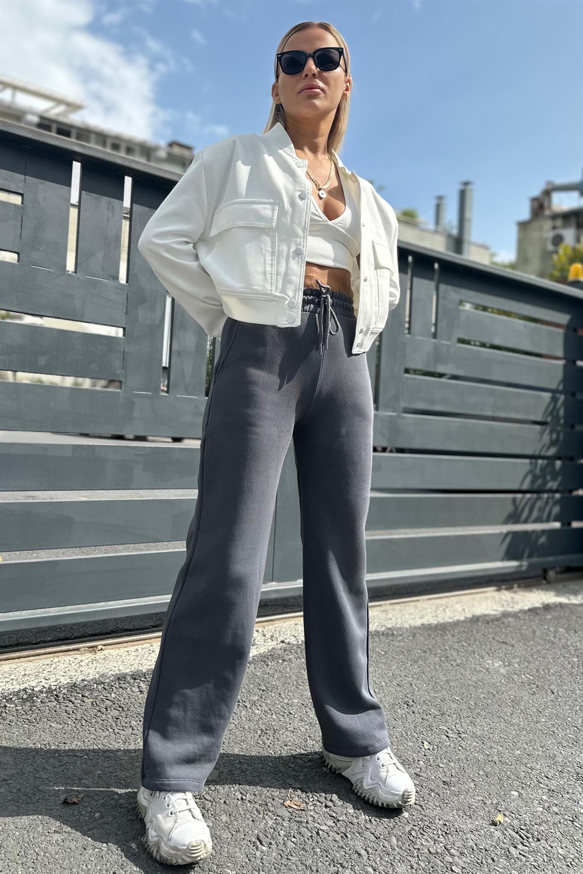 Bol Kesim Şardonlu Antrasit Eşofman AltıEŞOFMAN