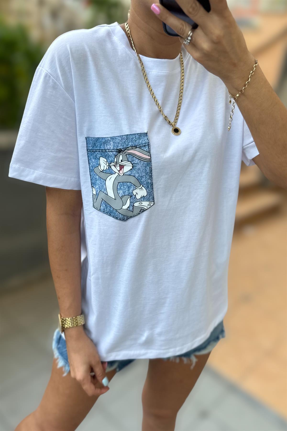 Bugs Bunny Cep Detay Oversize TshirtTSHİRT
