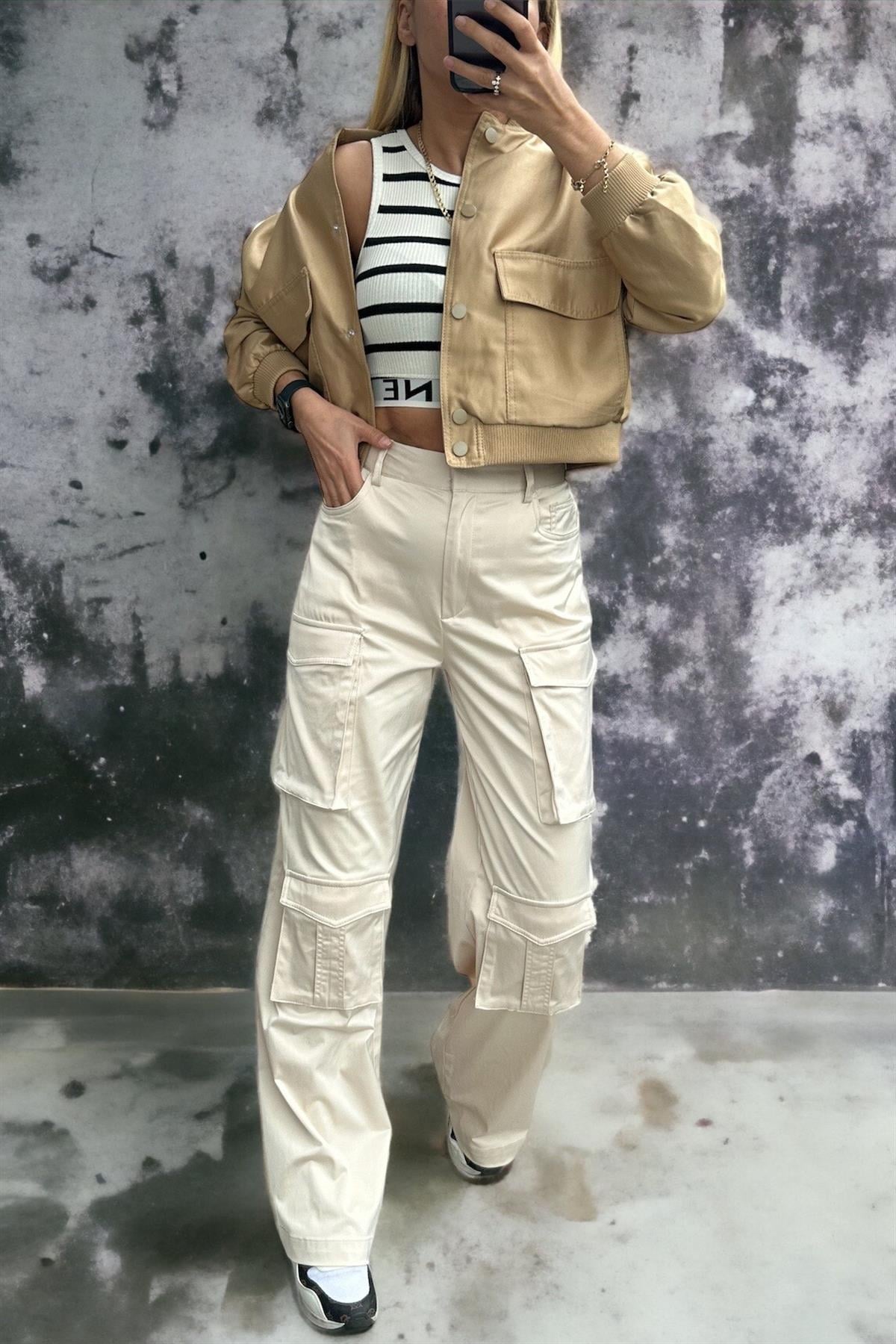 Camel Parlak Kumaş Bomber CeketMONT/CEKET