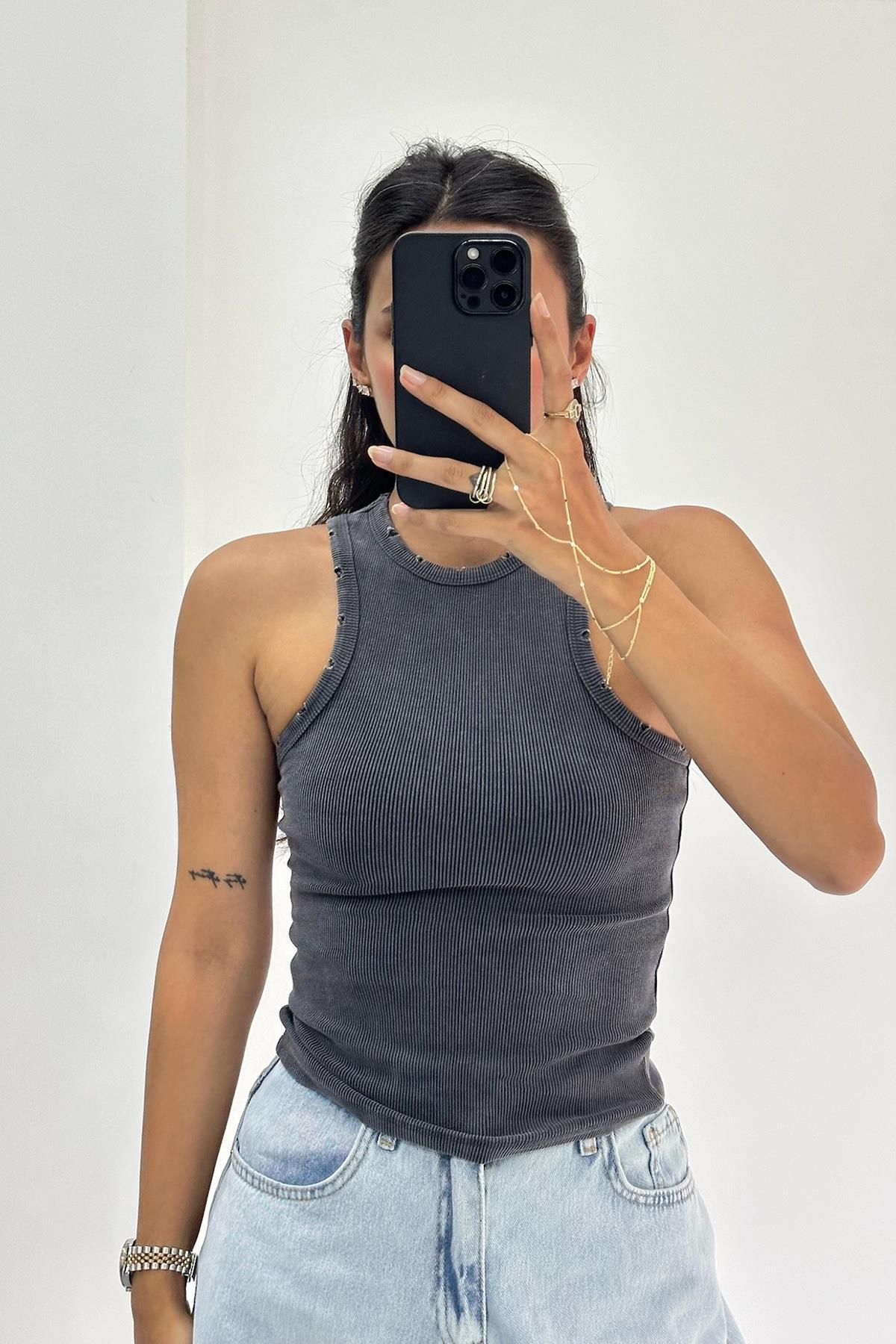 Fitilli Kolsuz Antrasit Top