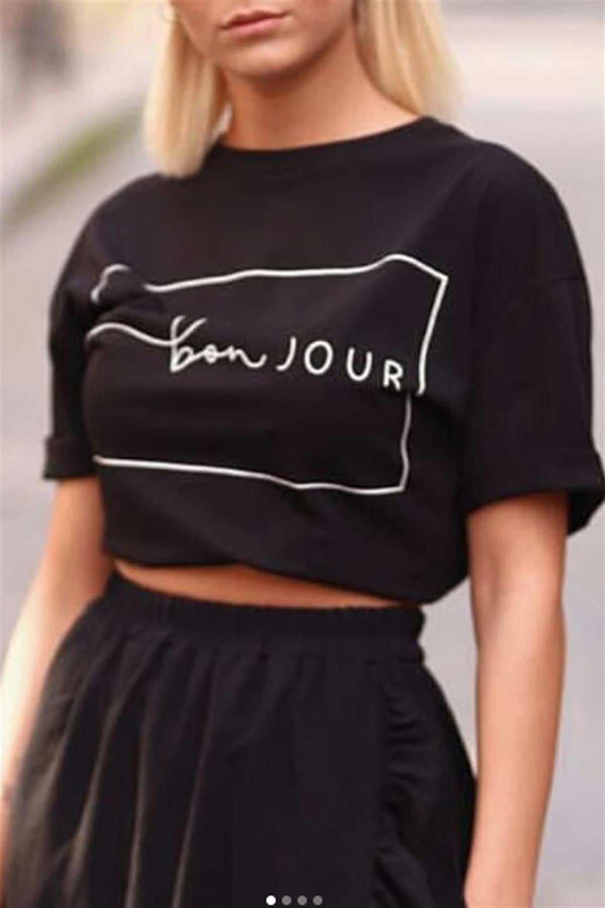 Çerçeveli Bonjour Tshirt