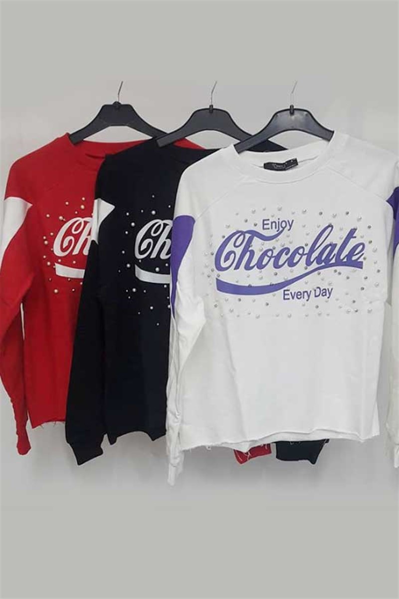 Chocolate İncili Sweatshirt