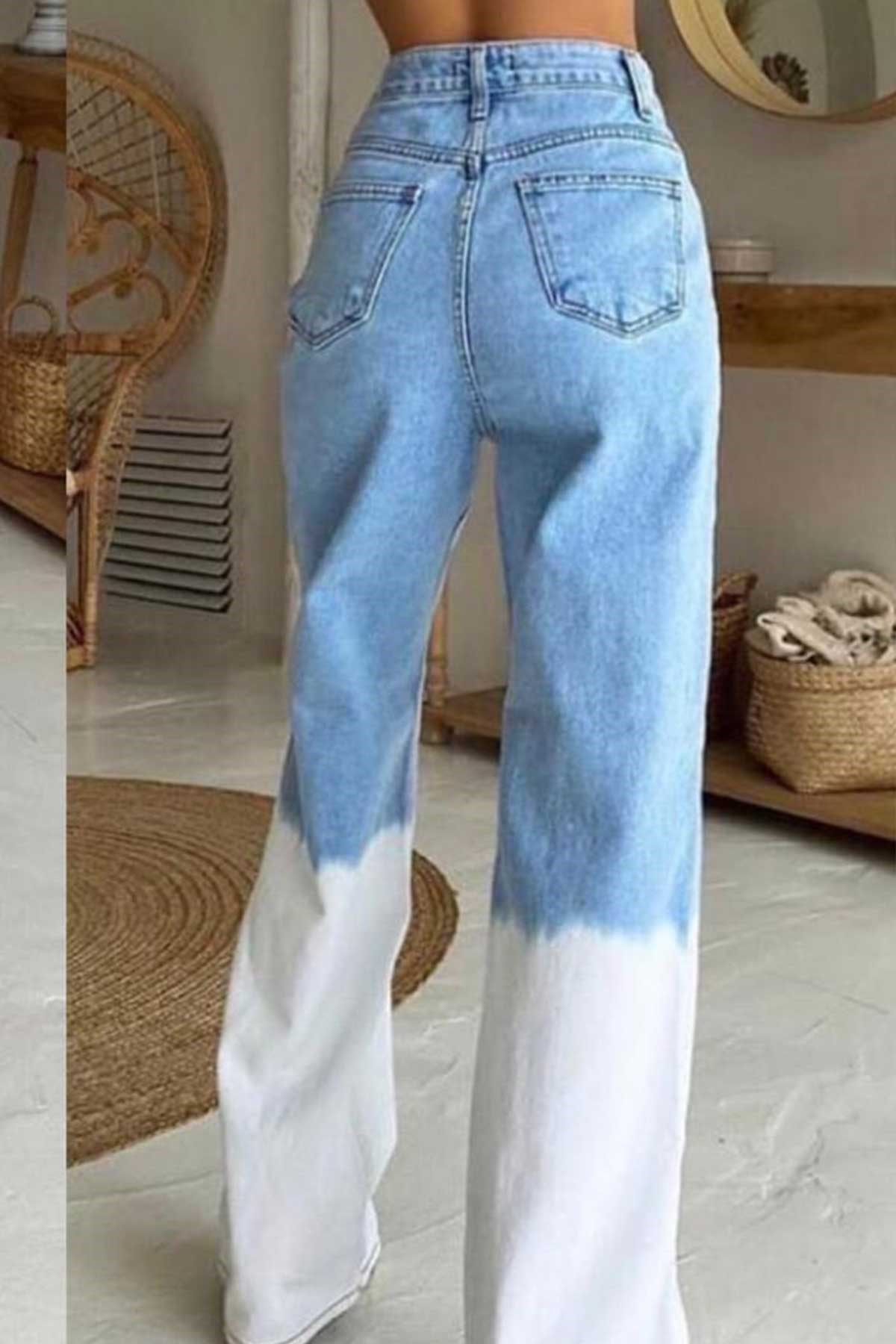 Çift Renk Düz Kesim Jean