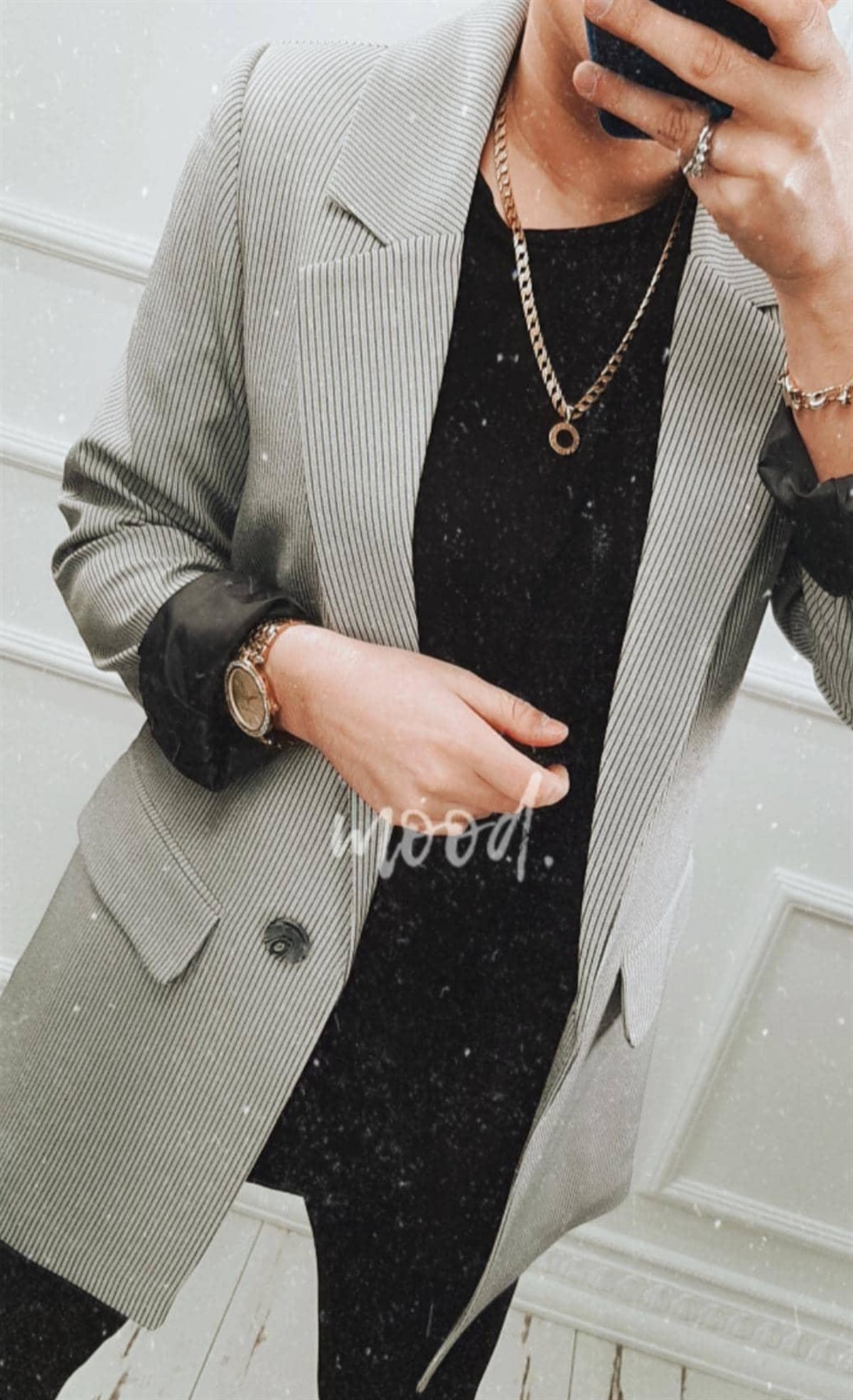 Çizgili Tek Düğme Ceket