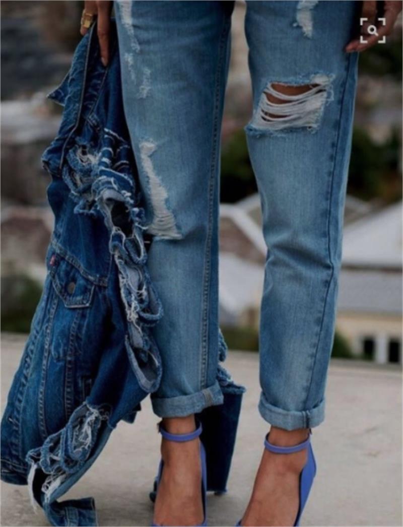 Taşlanmış Yüksek Bel Boyfriend Jean