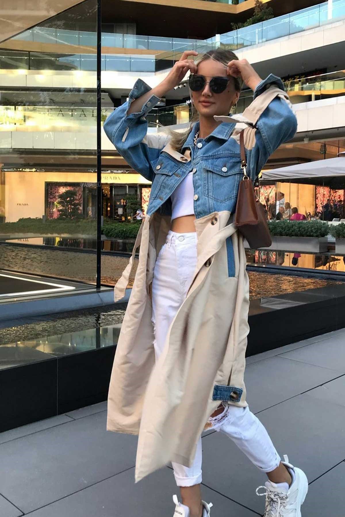 Denim Garnili Bej Trenckot