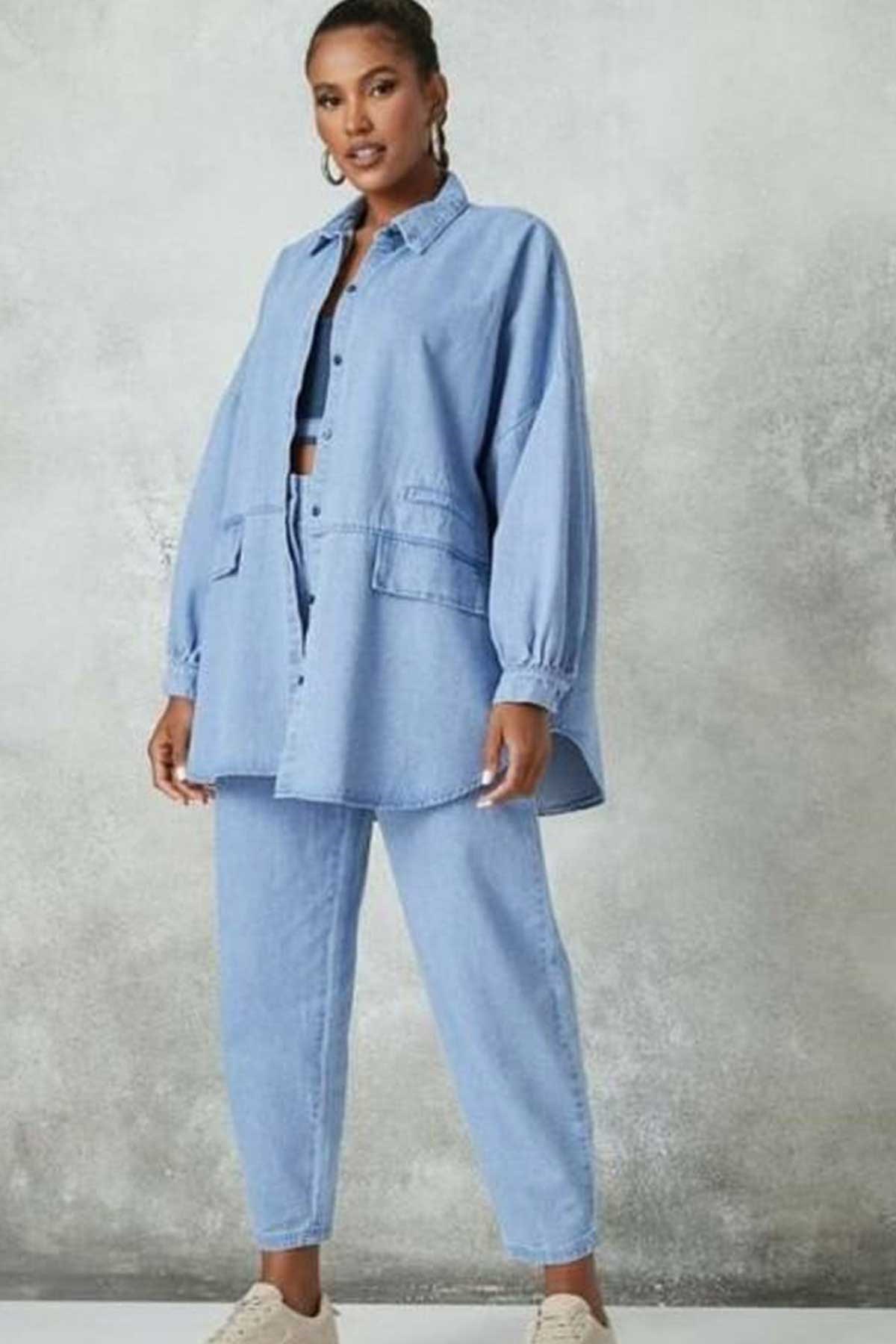Denim Gömlek Pantolon Takım