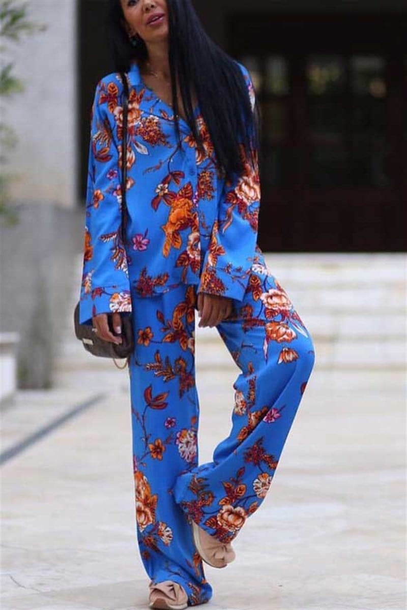 Desenli Gömlek Pantalon Takım