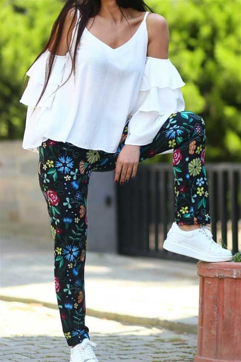 Desenli Viskon Havuç Pantalon