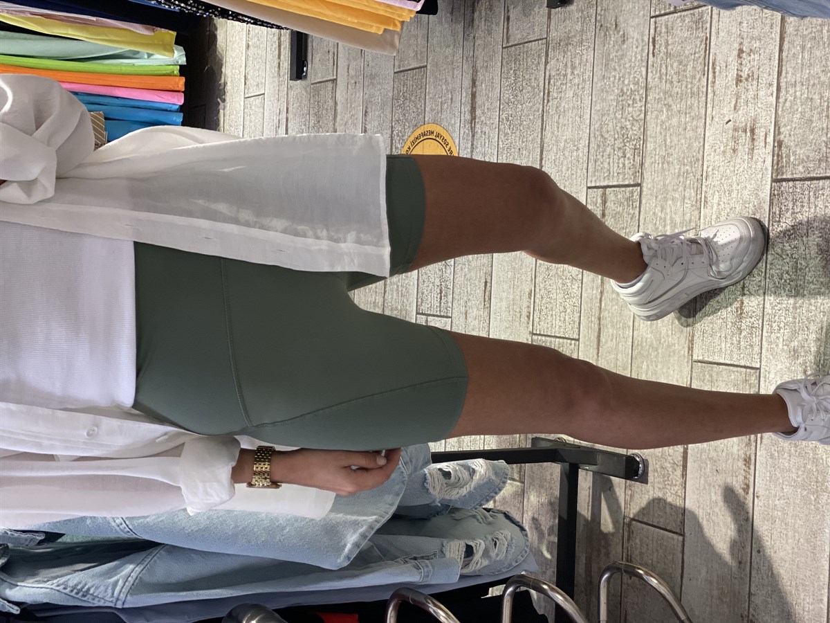 Dikiş Detaylı Haki Biker TaytTAYT