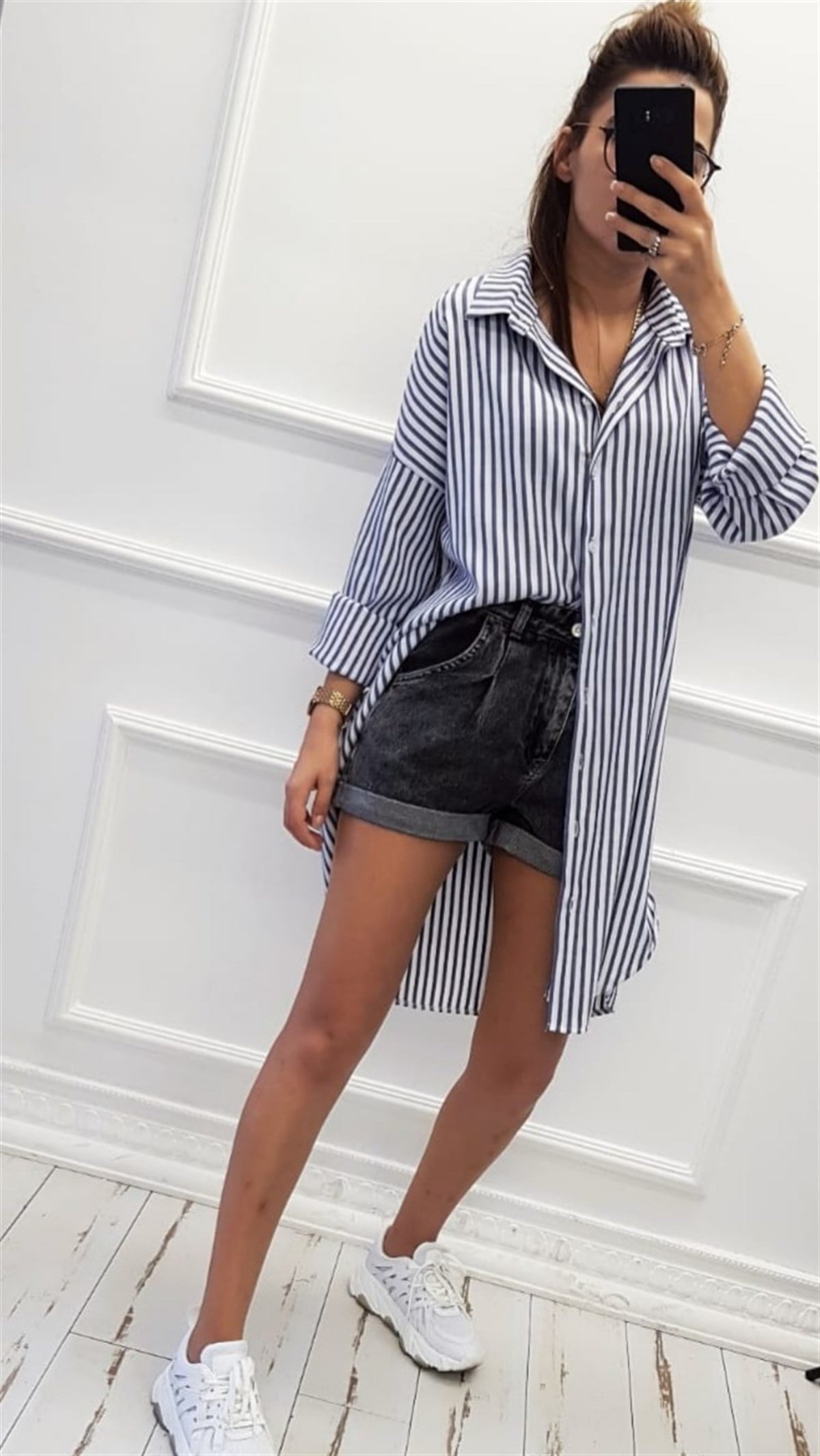 Duble Paça Antrasit Kot Şort