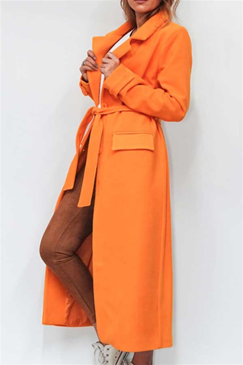 Düğmeli Astarlı Kaşe Kaban