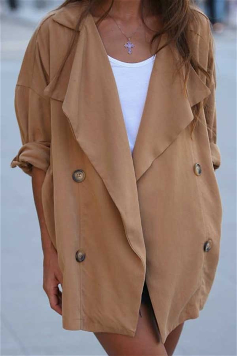 Düğmeli Salaş Tansel Kumaş Ceket