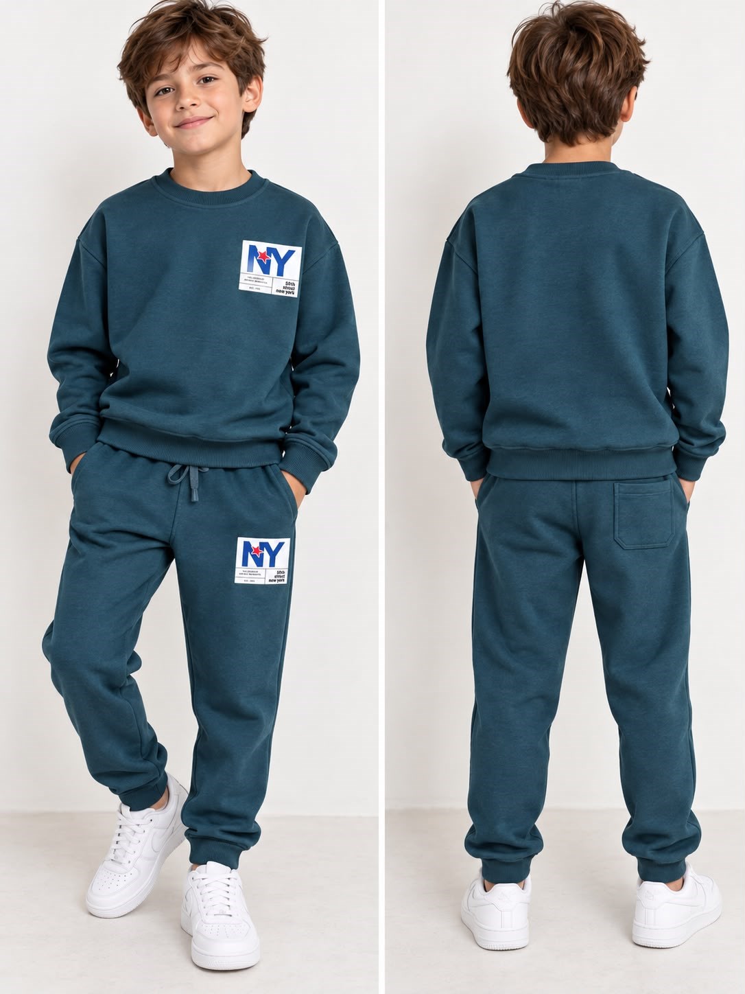 NY Baskı Yeşil Sweat Takım