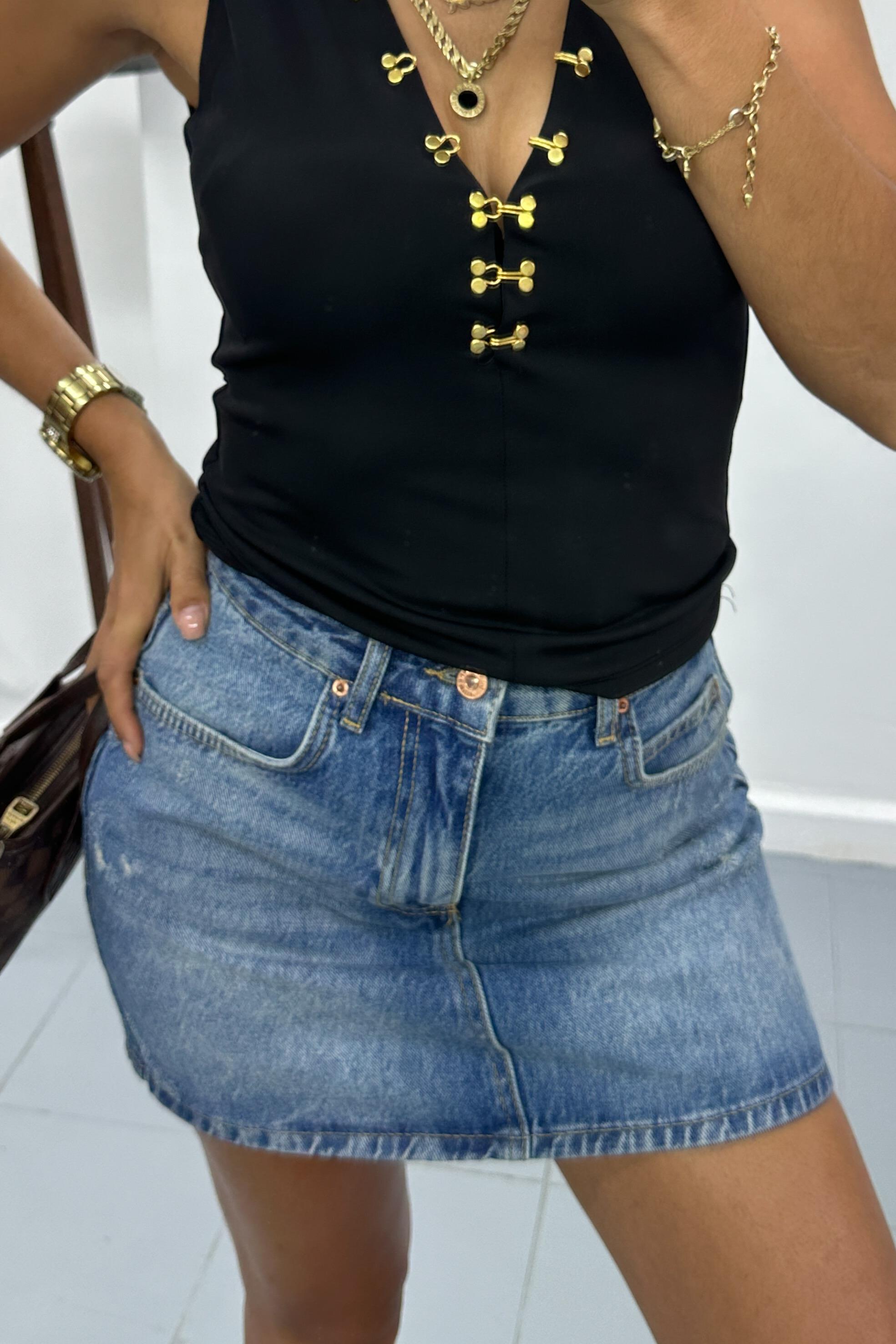 Lazerli Mini Kot Etek