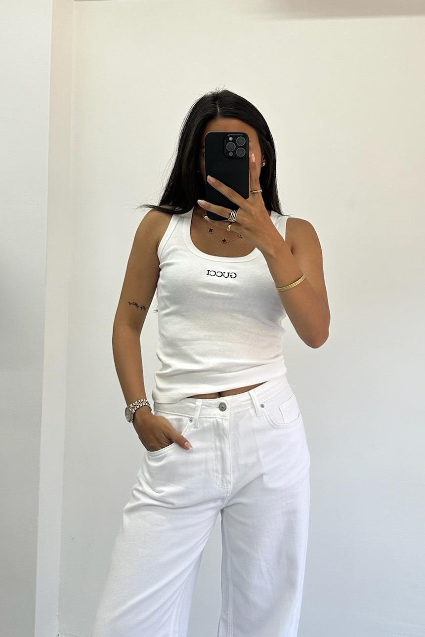 Nakış Yazı Logolu Beyaz Atlet