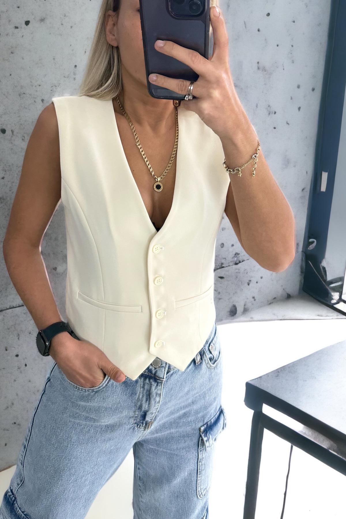 Ekru Blazer YelekMONT/CEKET