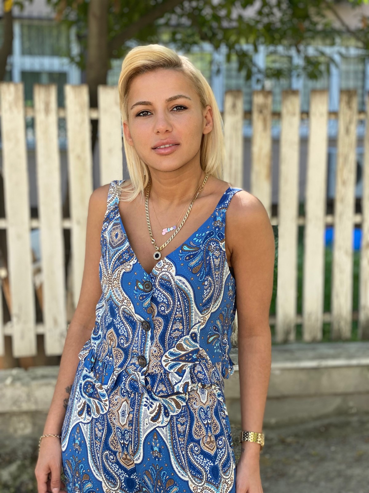 Etnik Desen Yırtmaçlı Pantolon Bluz TakımTAKIMLAR