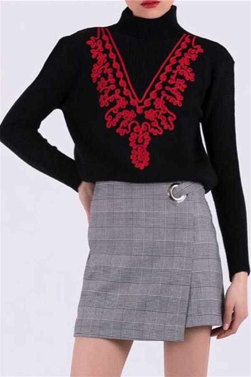 Etnik Nakışlı Triko Kazak