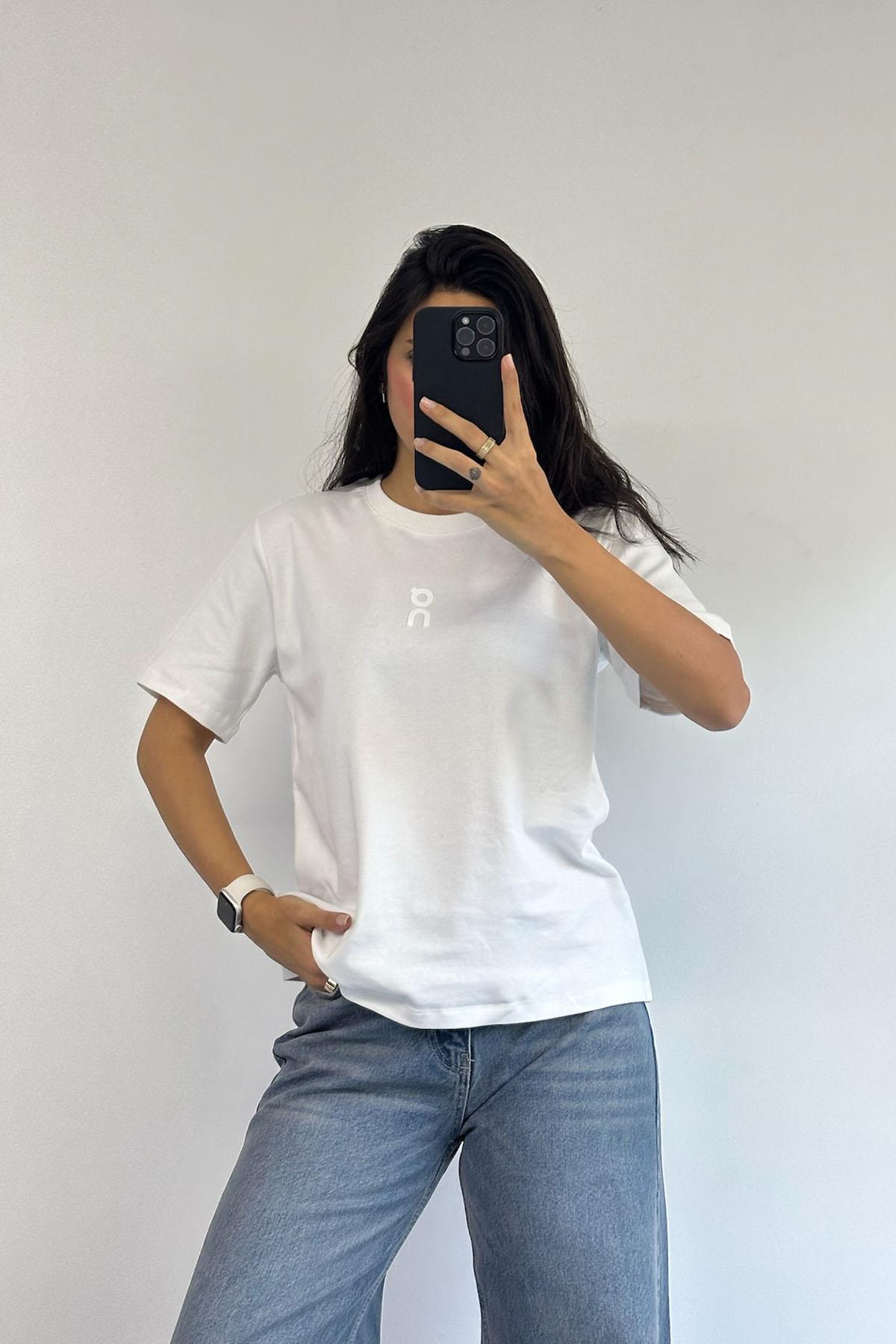 Silikon Baskılı Beyaz Tshirt