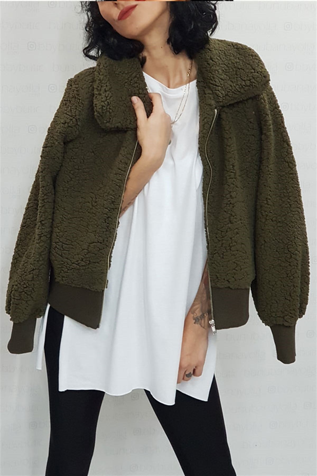 Fermuarlı Peluş Sweat