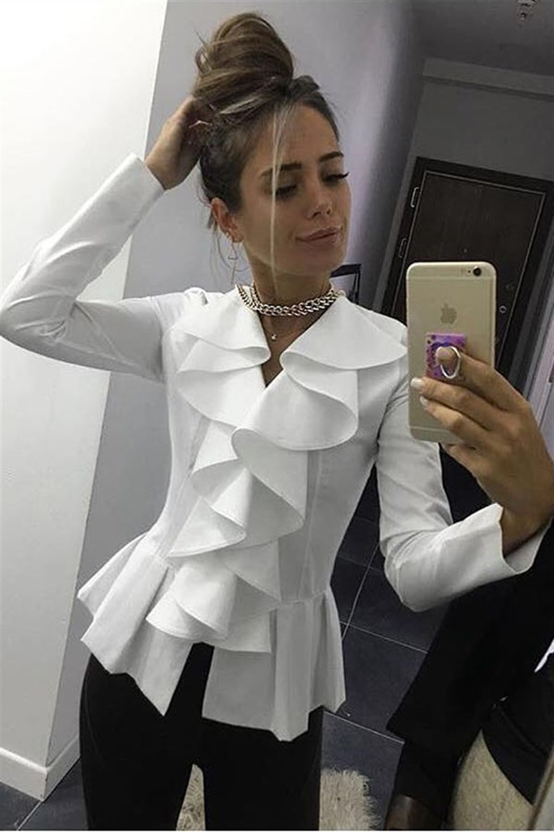 Fırfırlı Poplin Gömlek