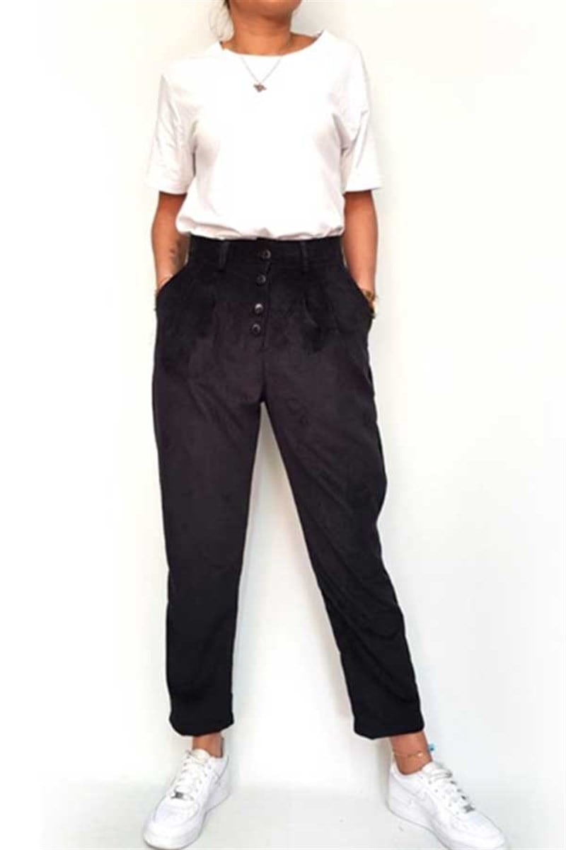 Fitilli Kadife Mom Kesim Pantalon