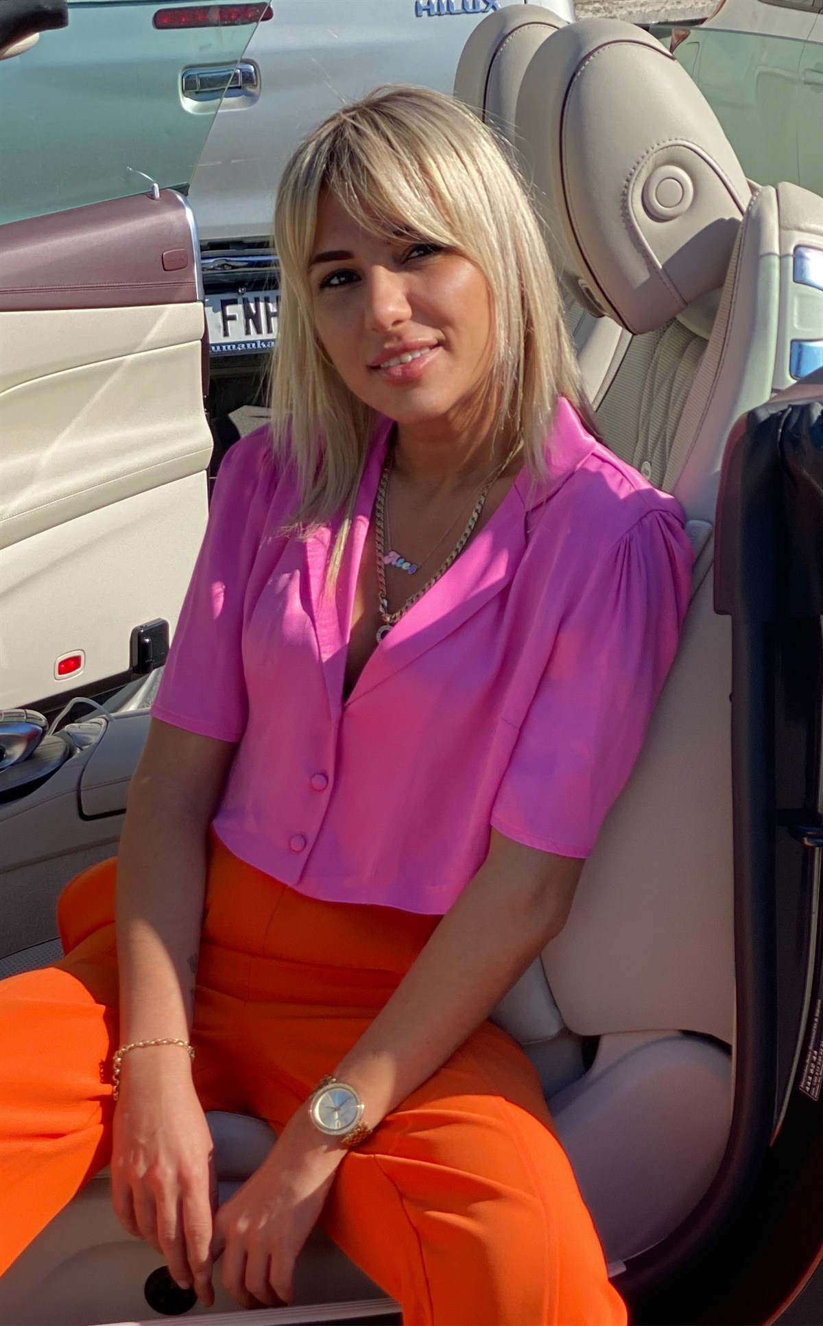 Fuşya Saten Crop GömlekGÖMLEK