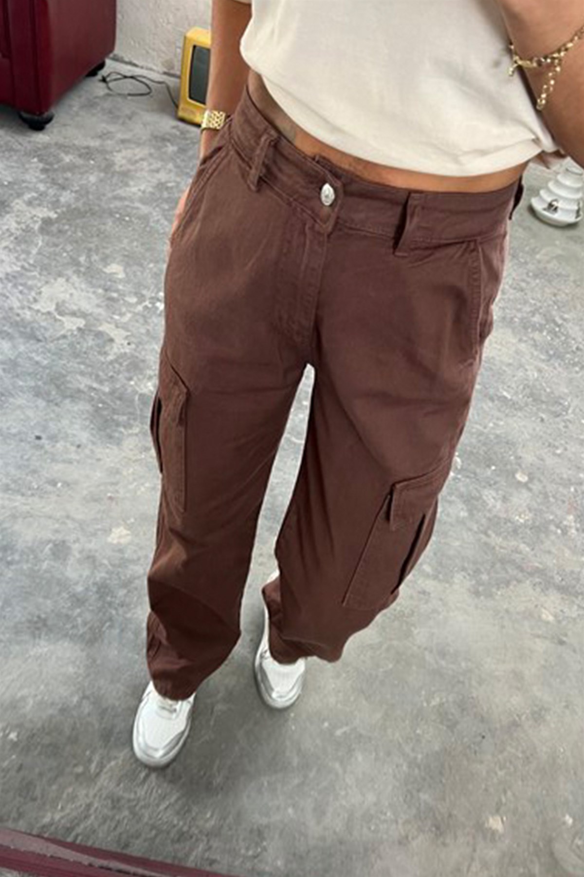 Gabardin Kahverengi Kargo PantolonPANTOLON