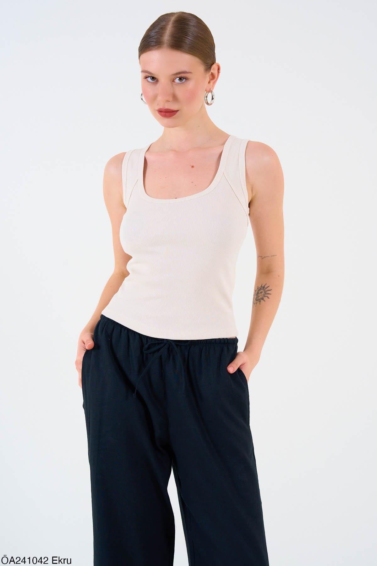 Geniş Omuz Ekru AtletBLUZ