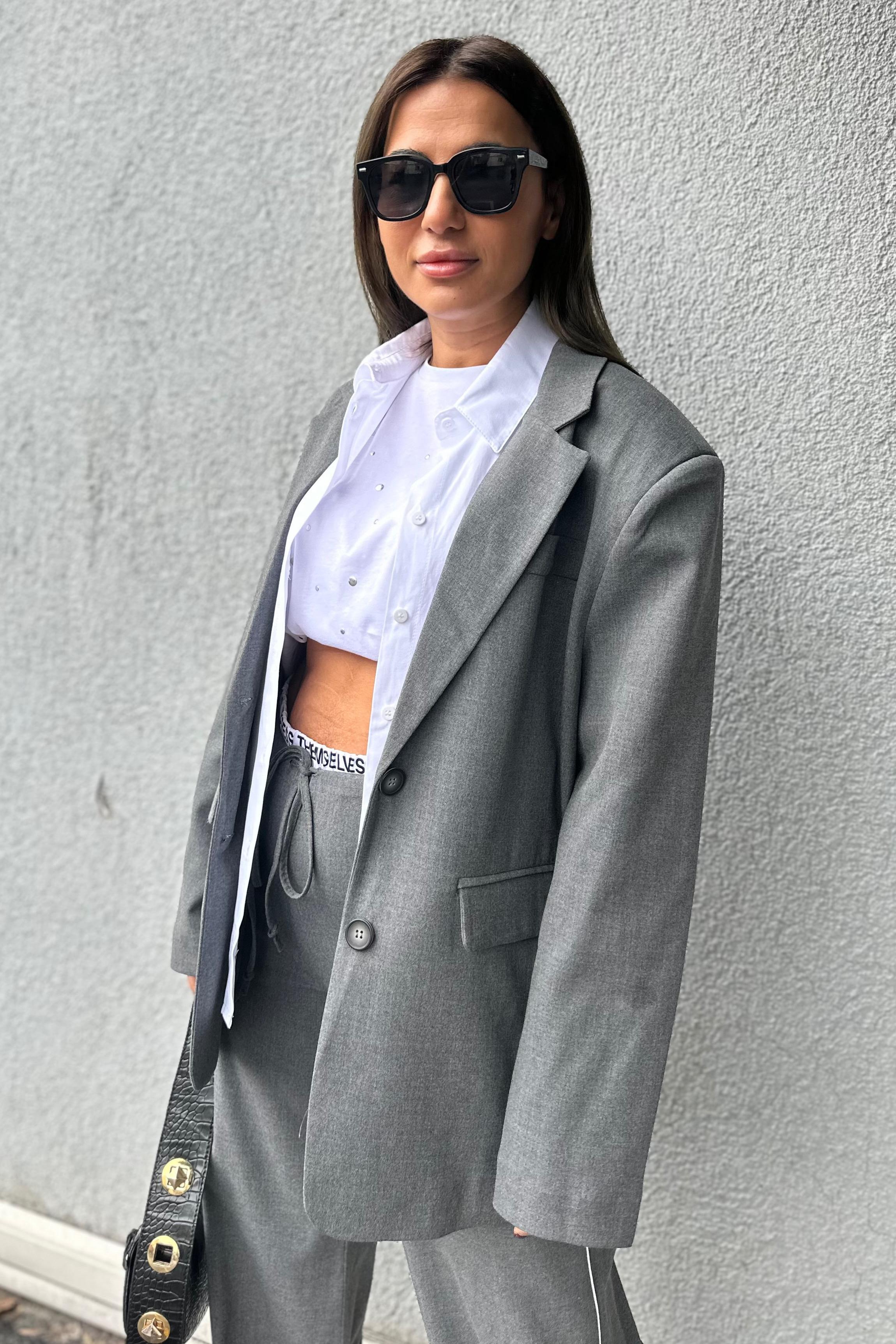 Gömlek Detay Sırt Baskılı Blazer CeketYENİ GELENLER