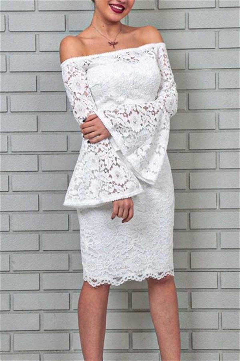 Güpür Madonna İspanyol Kol Elbise