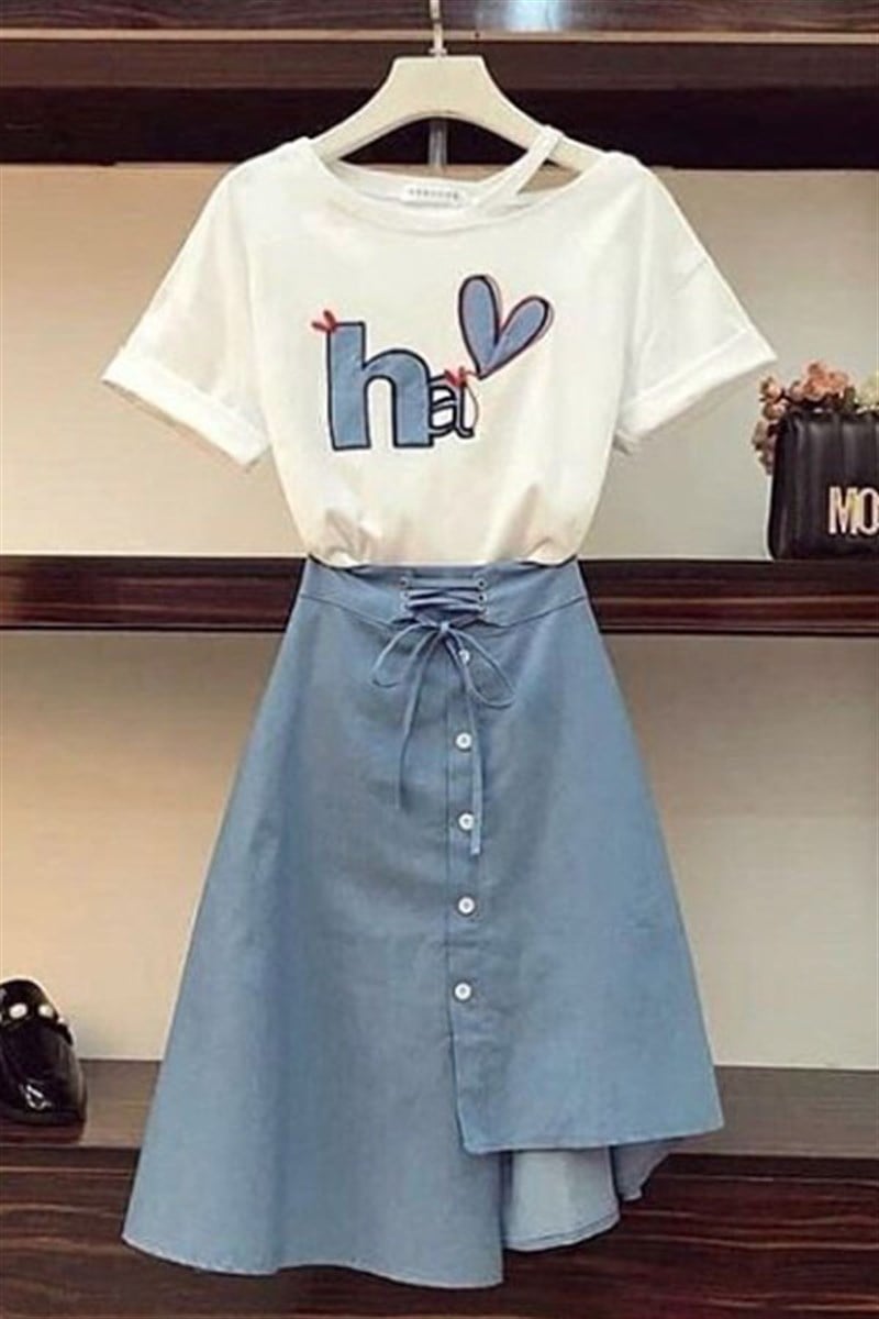 Ha Tshirt Asimetrik Etek Takım