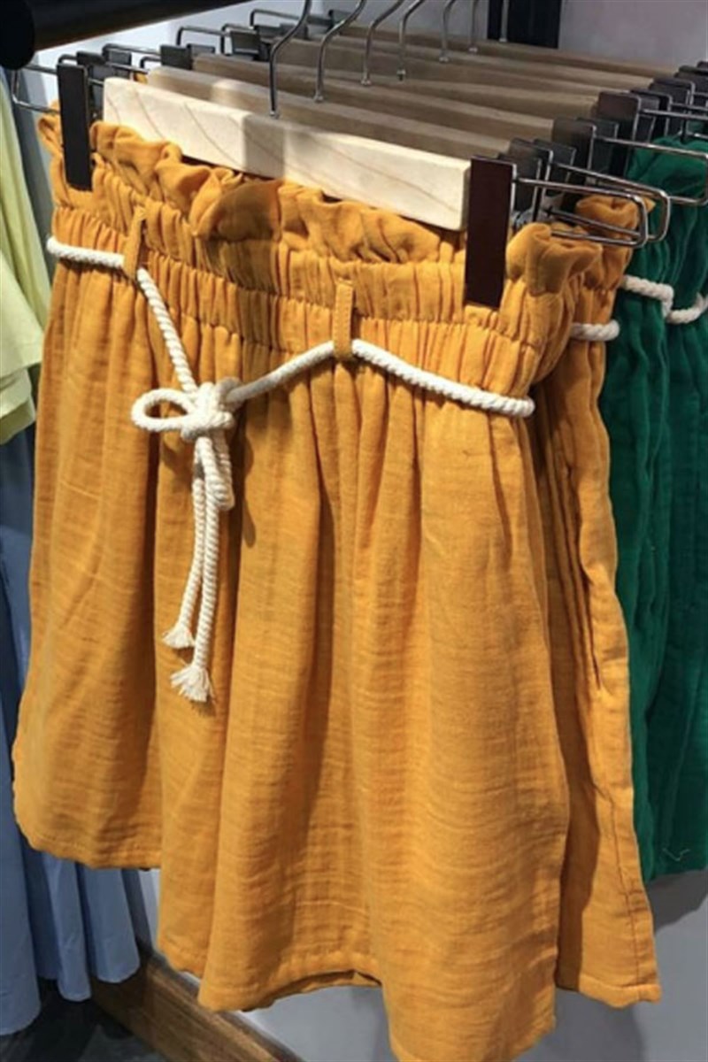 Halat Kemerli Beli Lastikli Şort