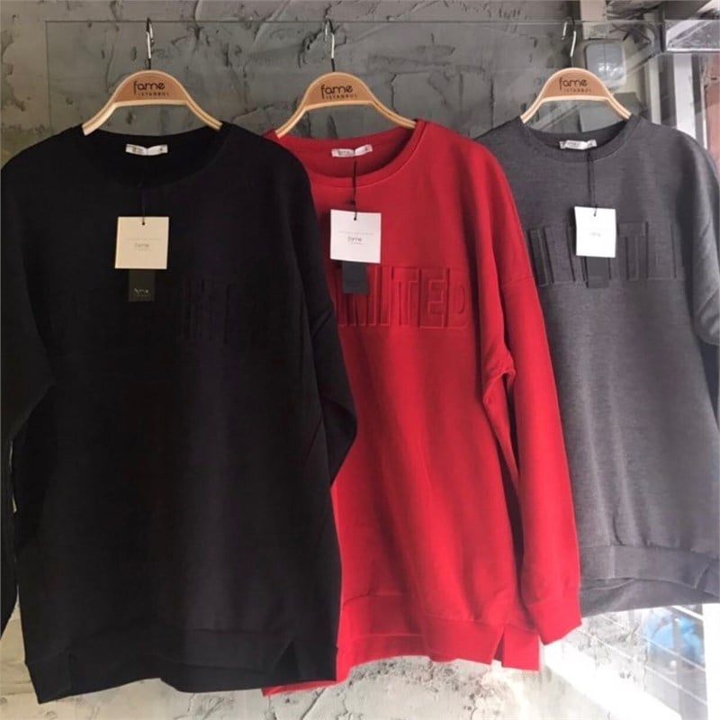 Kabartma Baskılı Sweatshirt
