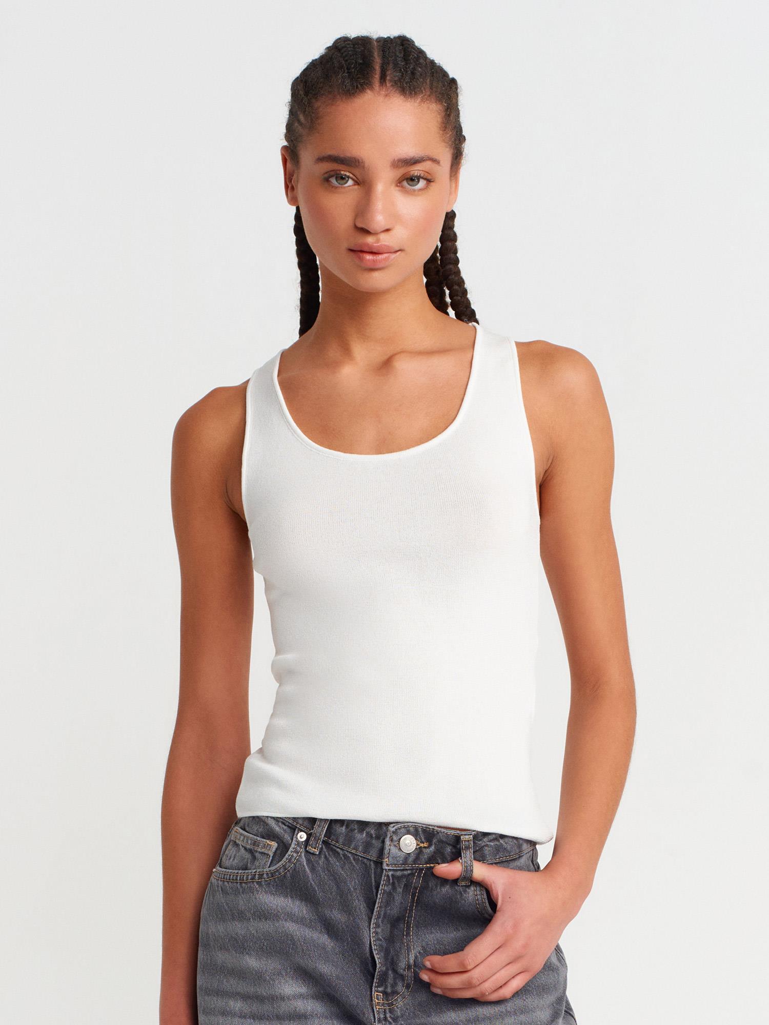 Kalın Askılı Basic Ekru Triko BluzÇOK SATANLAR