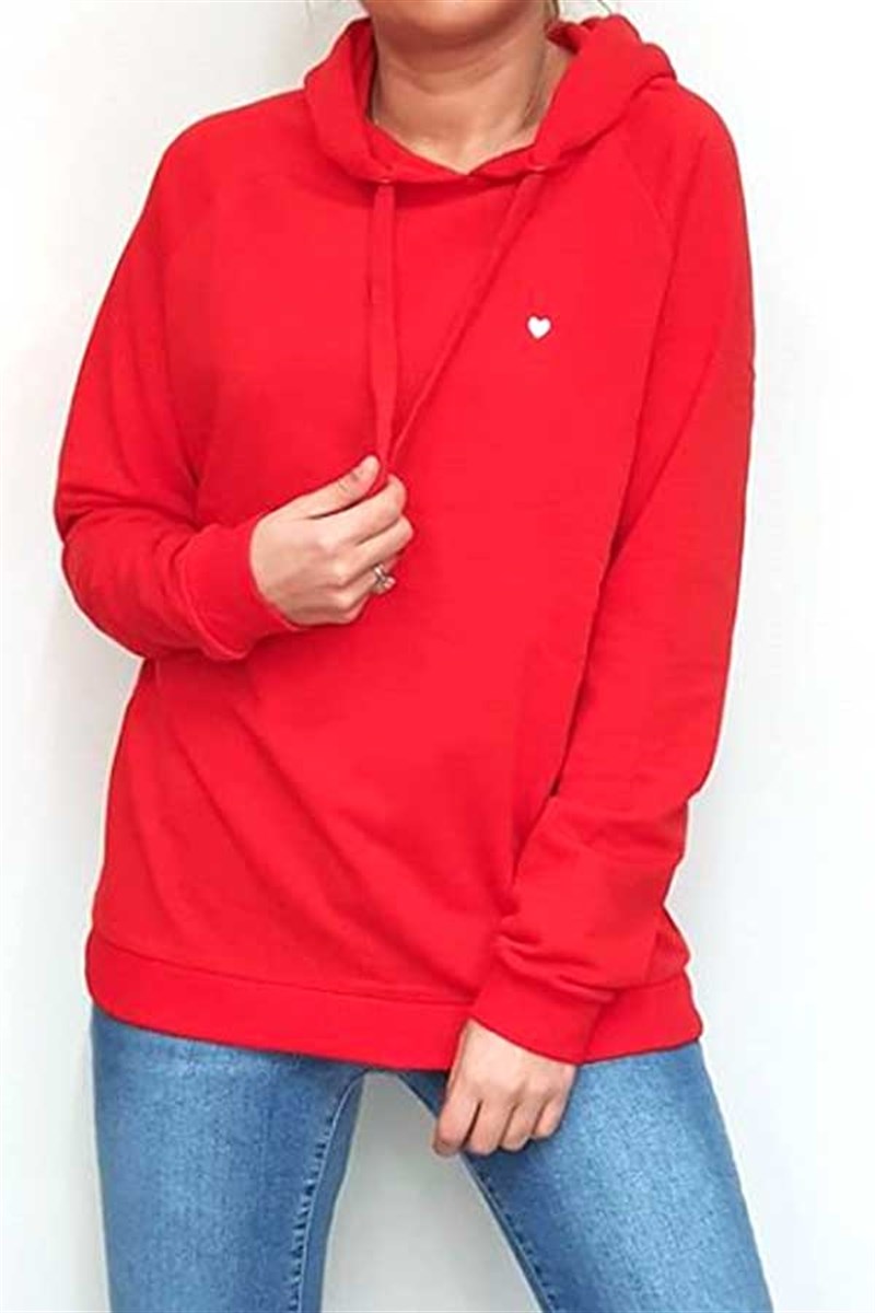 Kalp Nakışlı Sweatshirt