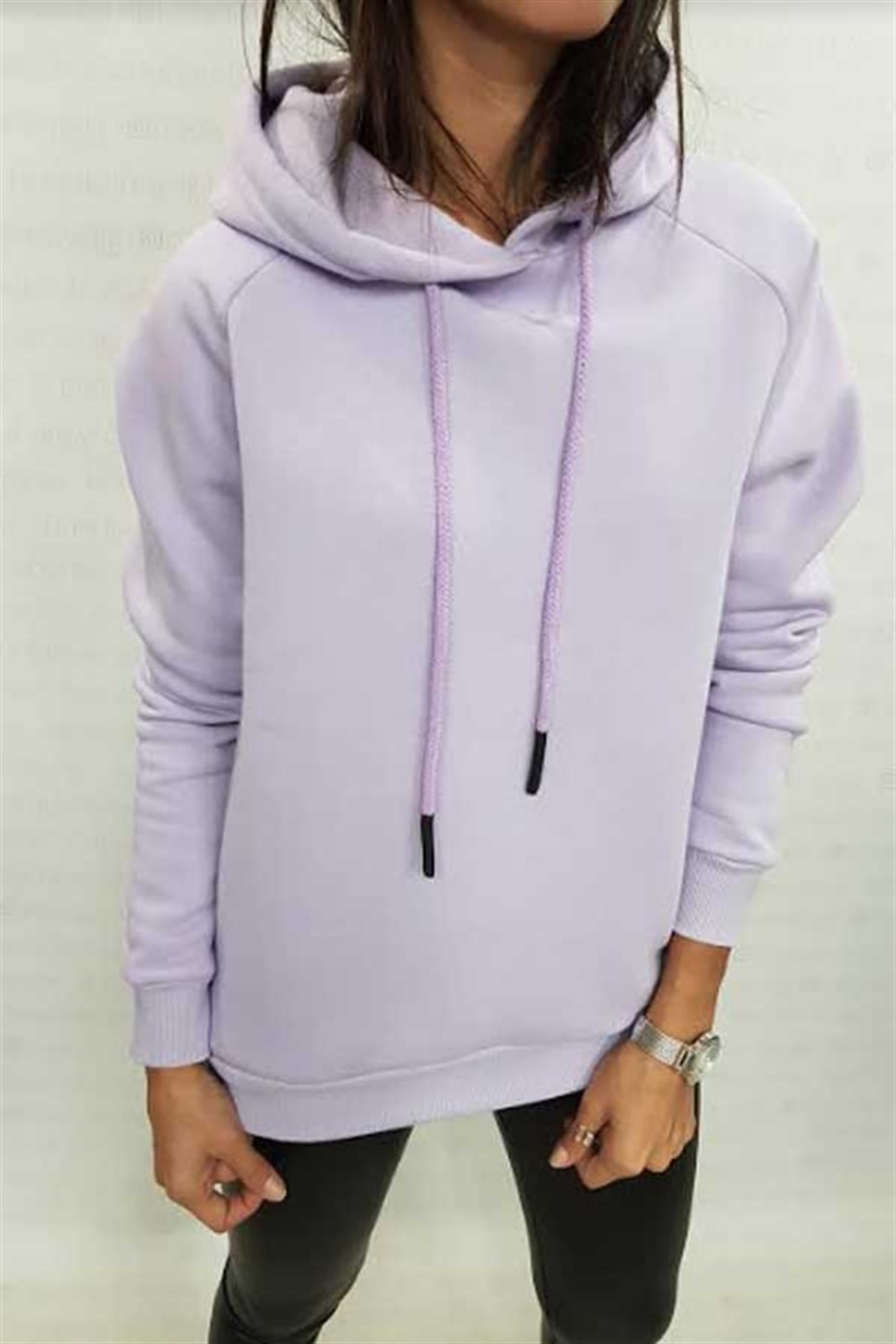Kapşonlu Şardonlu Basic Sweatshirt