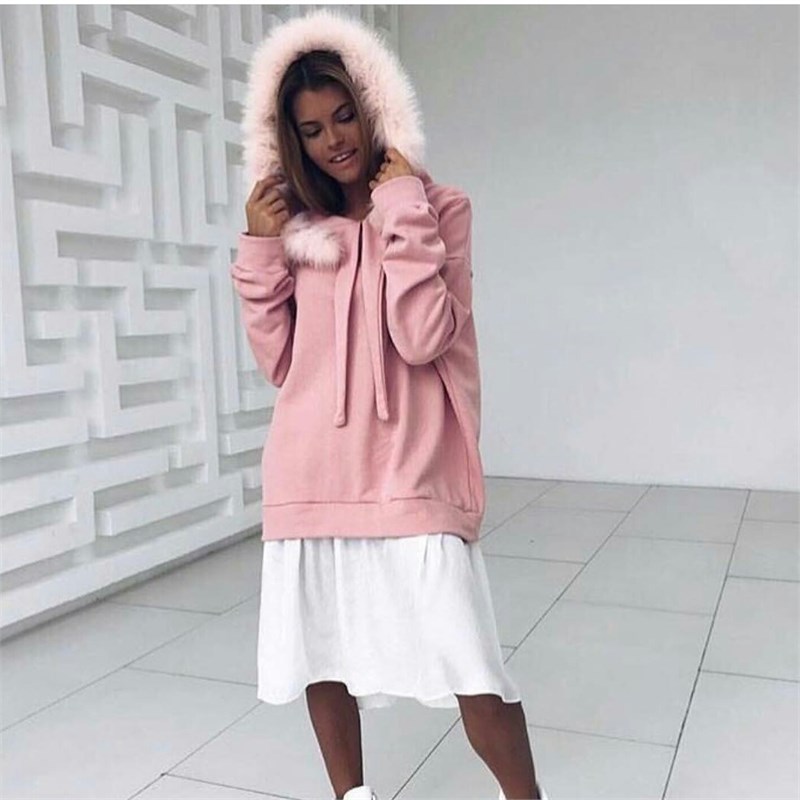 Kapşonu Peluş Detaylı Sweatshirt