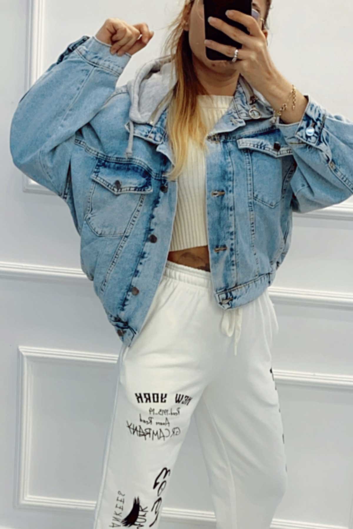 Kapüşonlu Kot Ceket