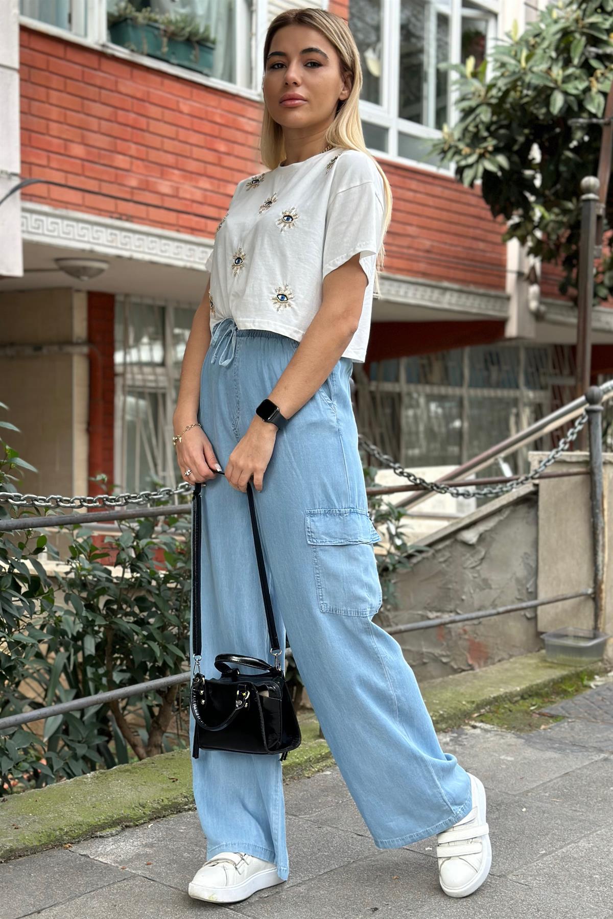 Kargo Cepli Tril Denim PantolonPANTOLON