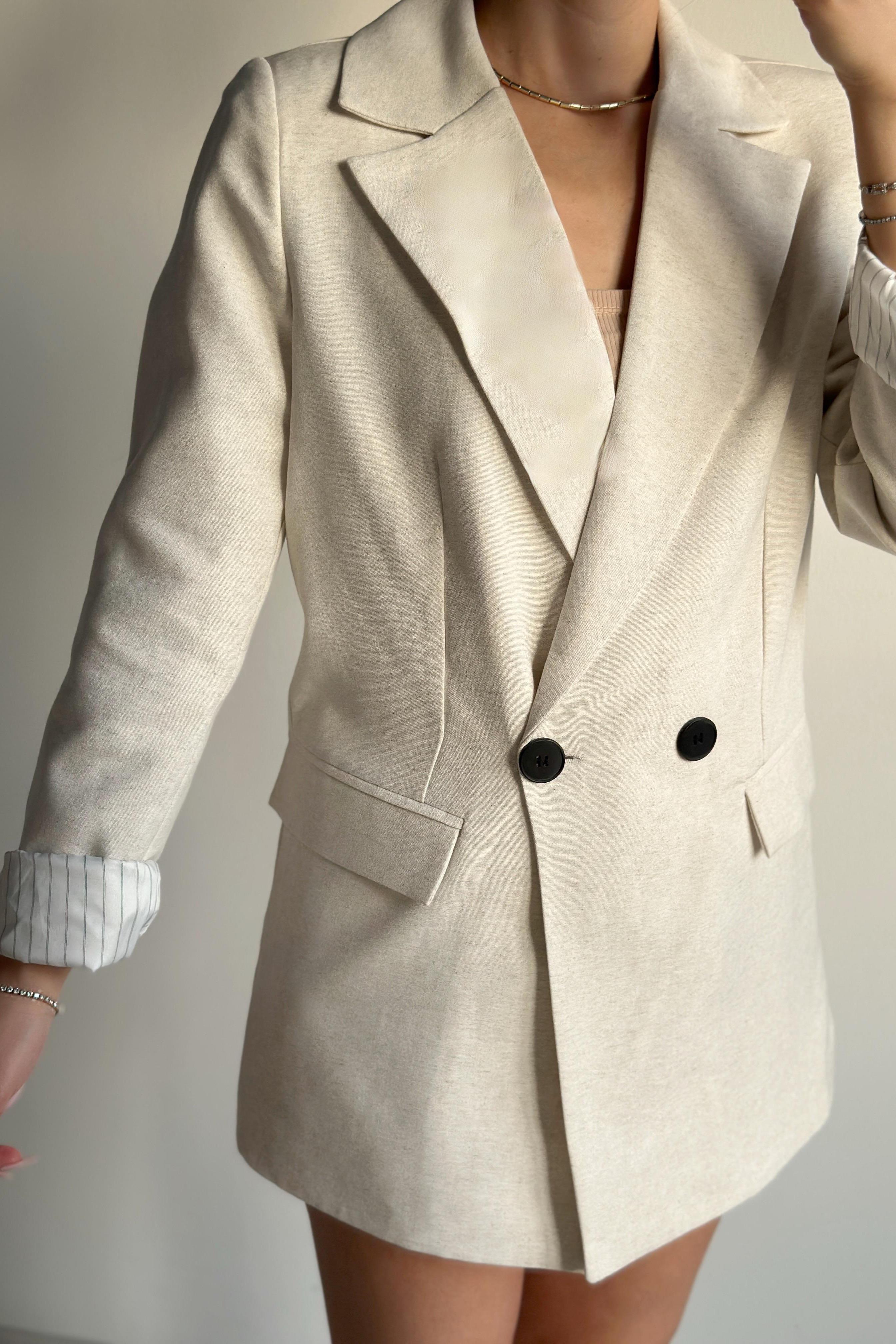 Keten Natural Astarlı CeketMONT/CEKET