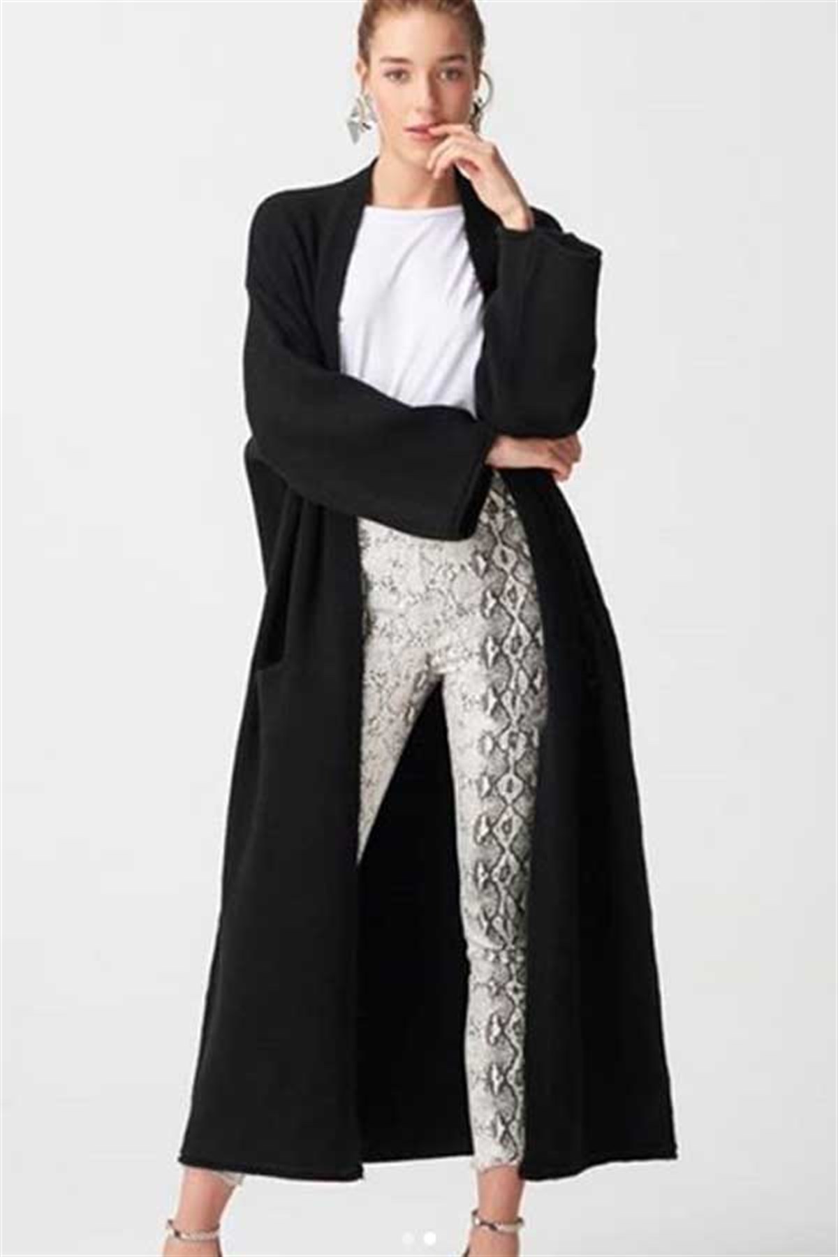 Kimono Kollu Maxi Hırka