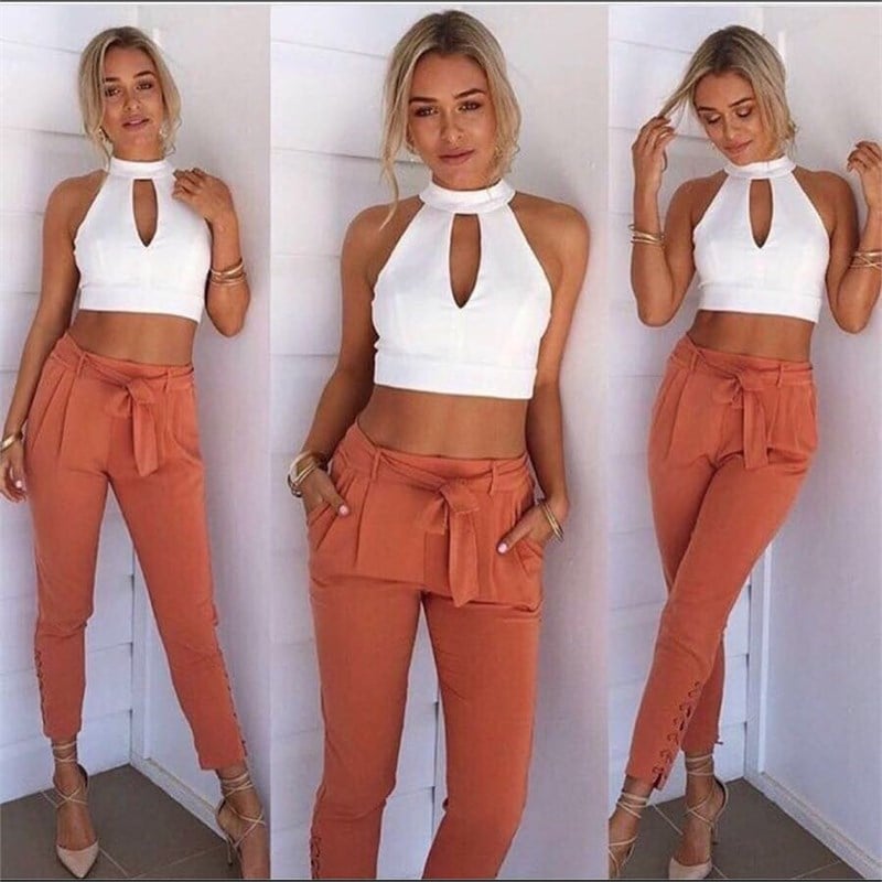 Kiremit Havuç Pantolon Crop Takım