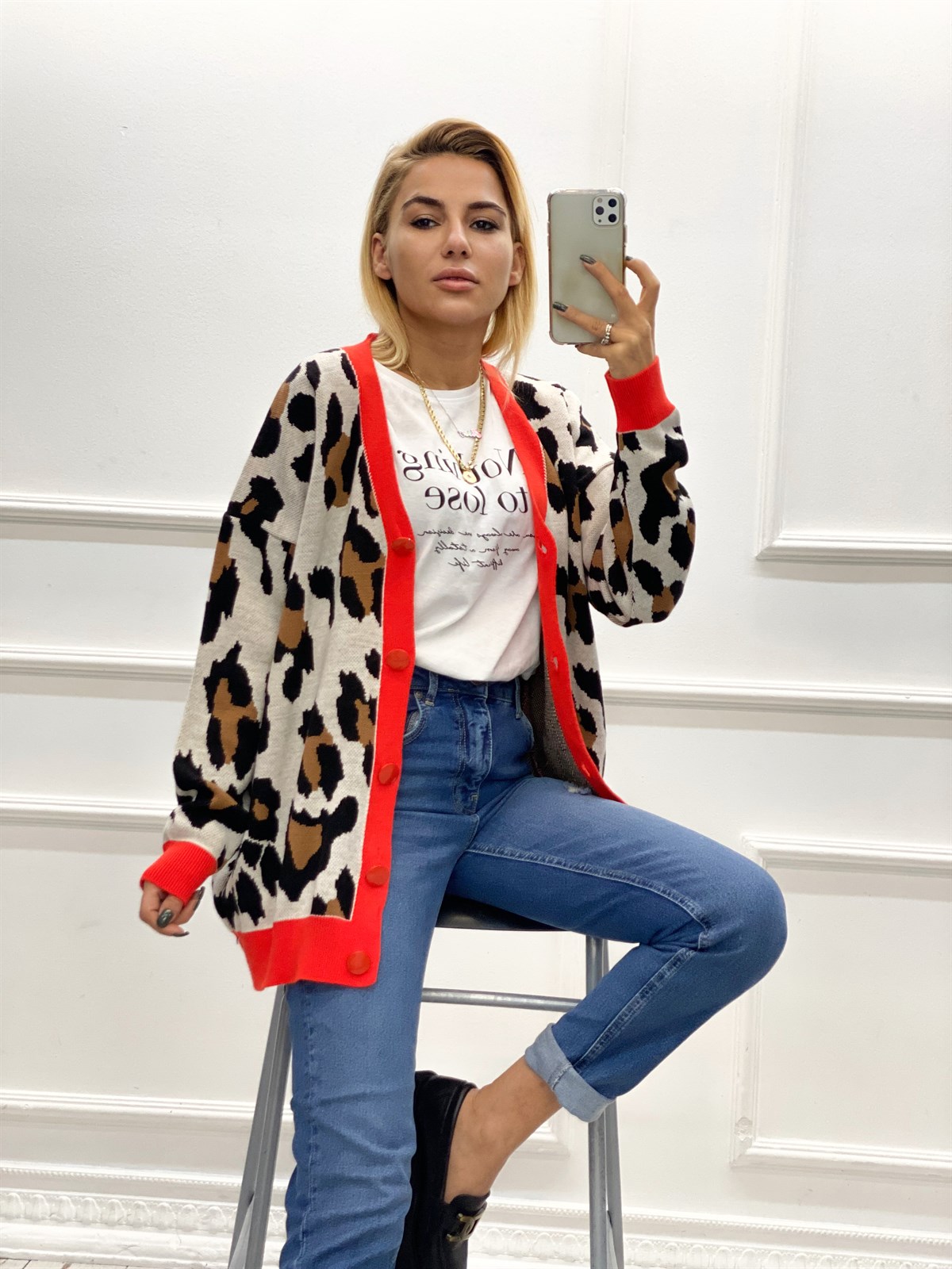 Kırmızı Biyeli Leopar HırkaHIRKA