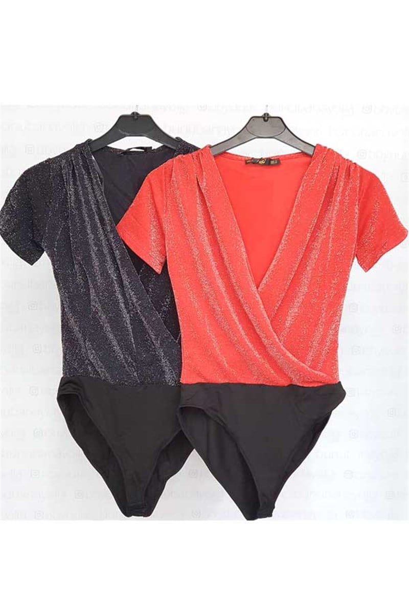 Kısa Kollu Simli Bodysuit